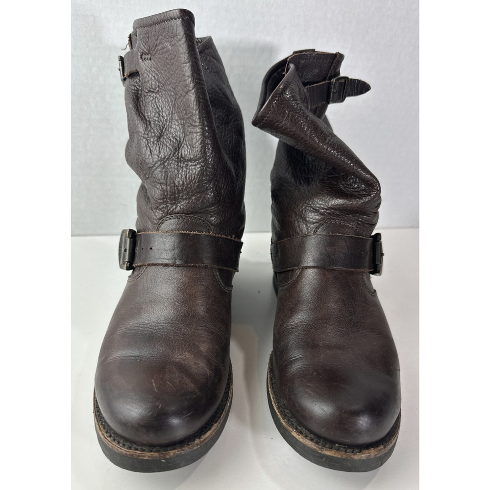 Frye Veronica Slouch Boots Women's 6 B Brown Leather Boho Grunge Moto Buckle - Picture 7 of 16
